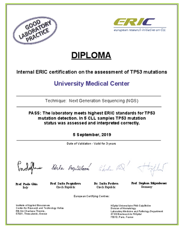 ERIC Zertifikat für ERIC 2019