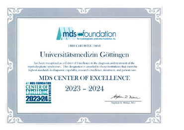 Zertifikat des MDS Center of Excellence