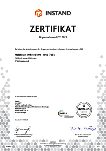 INSTAND Zertifikat RV2025 TP53